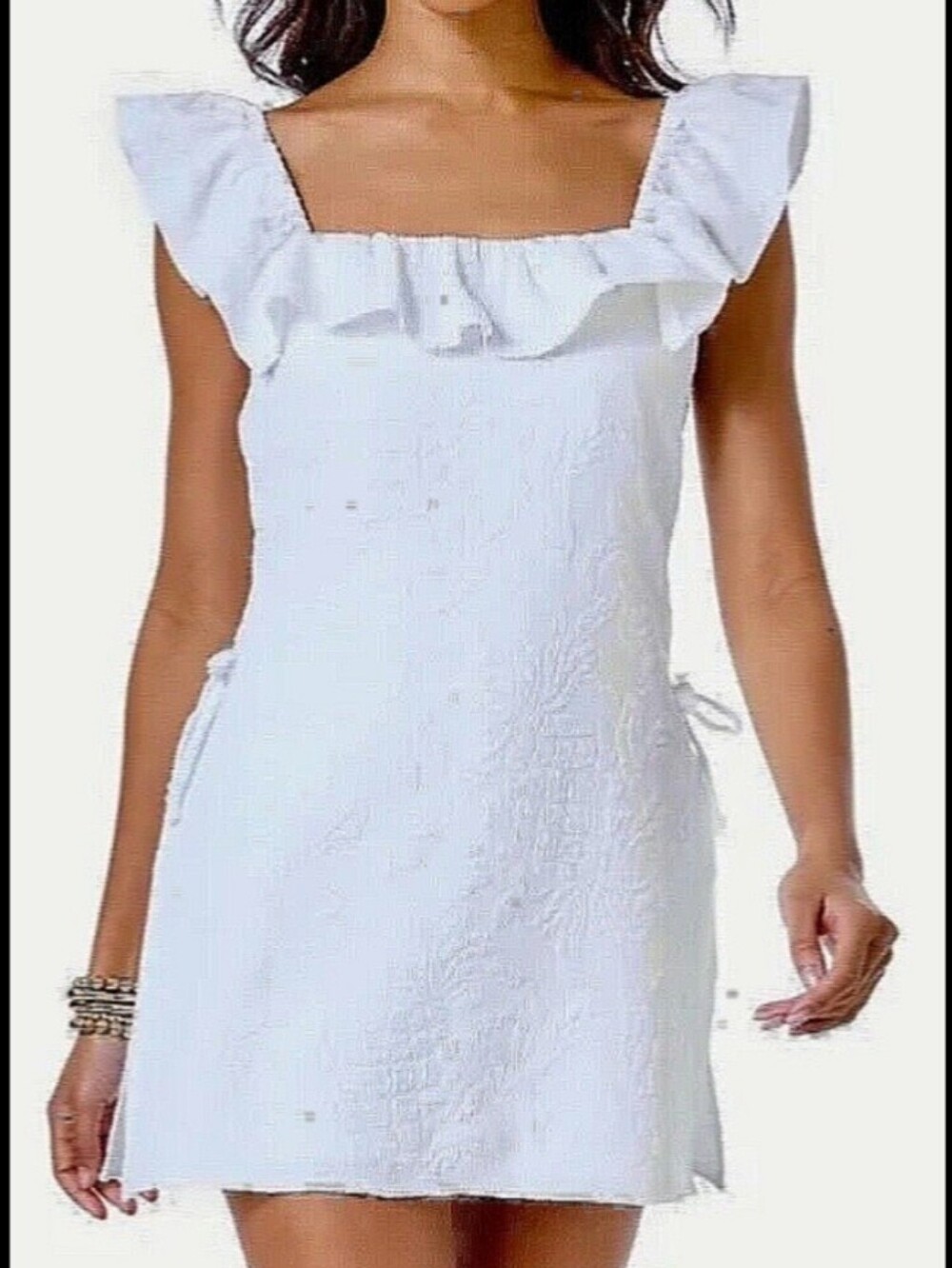 Lilly Pulitzer Zoya Ruffle Romper Pineapple Pucker Jacquard White